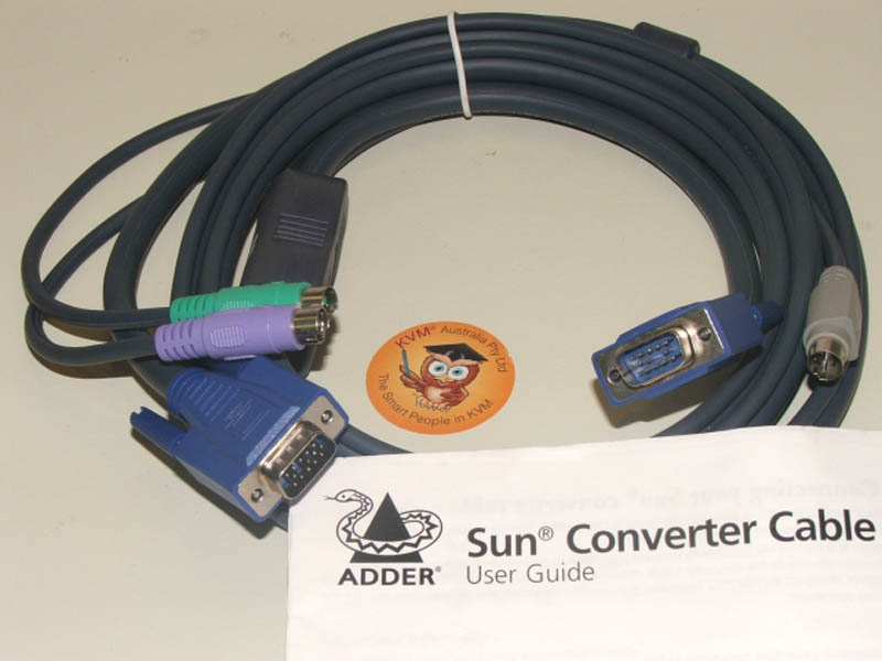 ADDER KVM Interface Cable SUN 8 Pin & VGA - PS/2 & VGA 2m