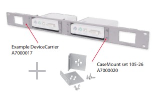 GDSys 1 HU rack mounting set for 2 devices in 105-26 mm standard aluminium casings