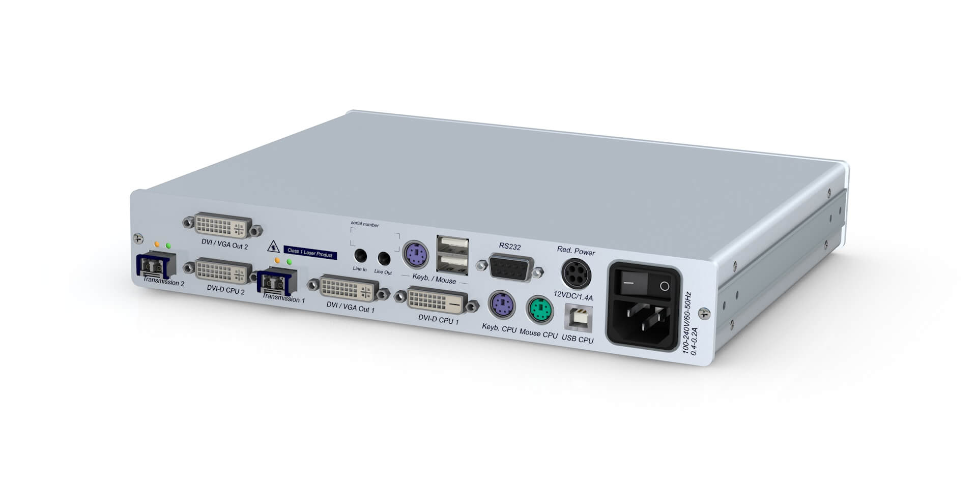 GDSys DVI-Vision Fiber MM MC2-AR Extender - Transmitter Module - Single Tx 2xDVI-SL PS/2-USB Audio RS232 - Desktop