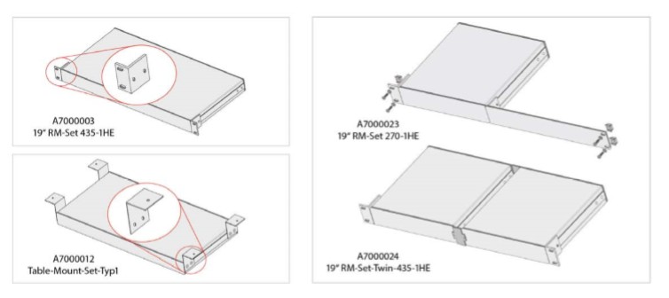 GDSys Horizontal rackmount set for devices housed in 270mm 19" aluminium casings. RM-Set 270