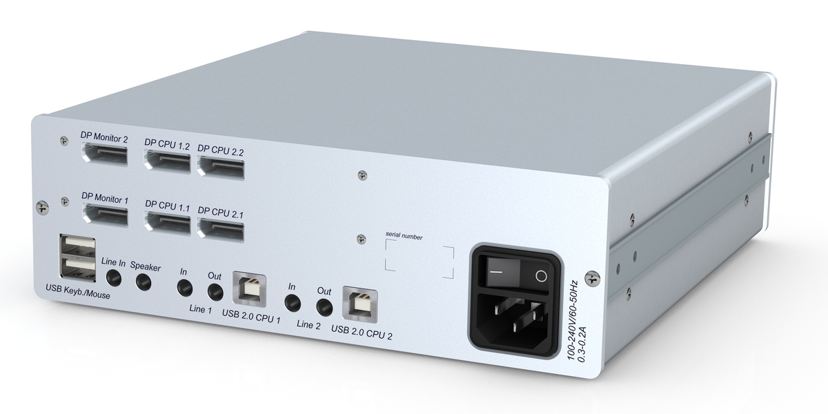 GDSYS Display Port, 2 Port, DualHead KVM switch for native 4K UltraHD resolution over DisplayPort™ 1.2