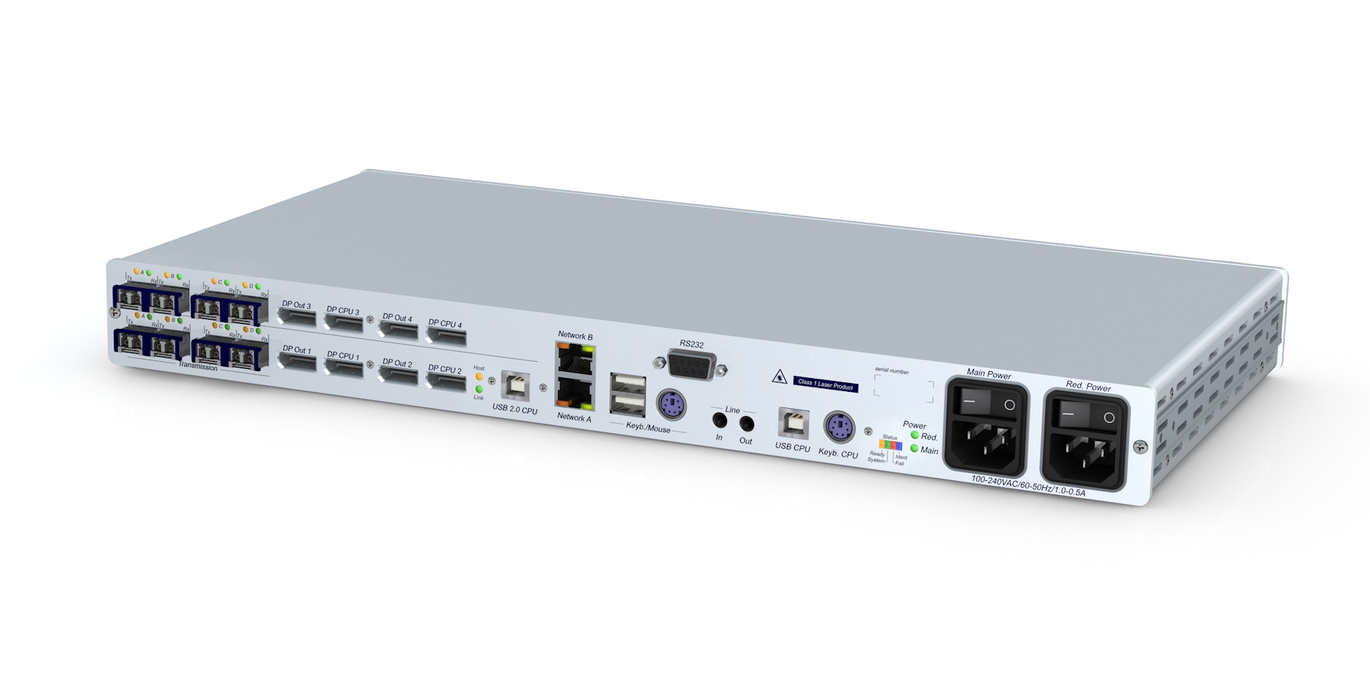 GDSys DP1.2 Singlemode Fibre+ Extender USB 4Ch CPU Module, DP1.2-Vision-Fiber(S+)-MC4-ARU-CPU, CPU Transmitter end of Extender