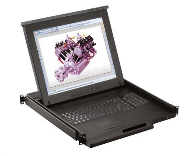 Cyberview 17" 1280 x 1024 LCD Console Drawer with Touchpad, 1RU, integrated w/ 8-port KVM, Combo DB-15 