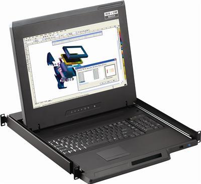 Cyberview Ultra High Resolution 1920x1200 Rackmount Console Drawer, 16.2" DVI-D, HDMI & VGA, Keyboard & USB Touchpad - Single Port