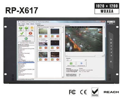 Cyberview 6U 16.2" Widescreen 1920 x 1200 LCD - VGA/DVI-D/HDMI Rackmount Display Panel with USB Resistive Touchscreen