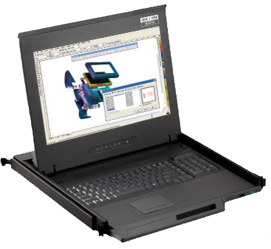 Cyberview 1U 16.2" Hi-Res Display Drawer with Resistive Touchscreen 1-pt, Touchpad and Keyboard