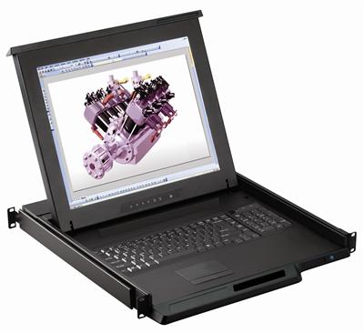 Cyberview 1U 17" Rack Monitor Keyboard Drawer VGA (1280 x 1024) with combo USB./ PS2 & Touchpad - Single Port