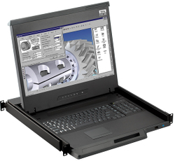 Austin Hughes 17-inch LCD Console Drawer 1920 x 1080 w/ USB hub DB-15 KVM integration 8 Port KVM