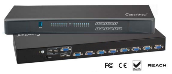 Cyberview 8-port DB-15 VGA-USB KVM Switch with USB Hubs