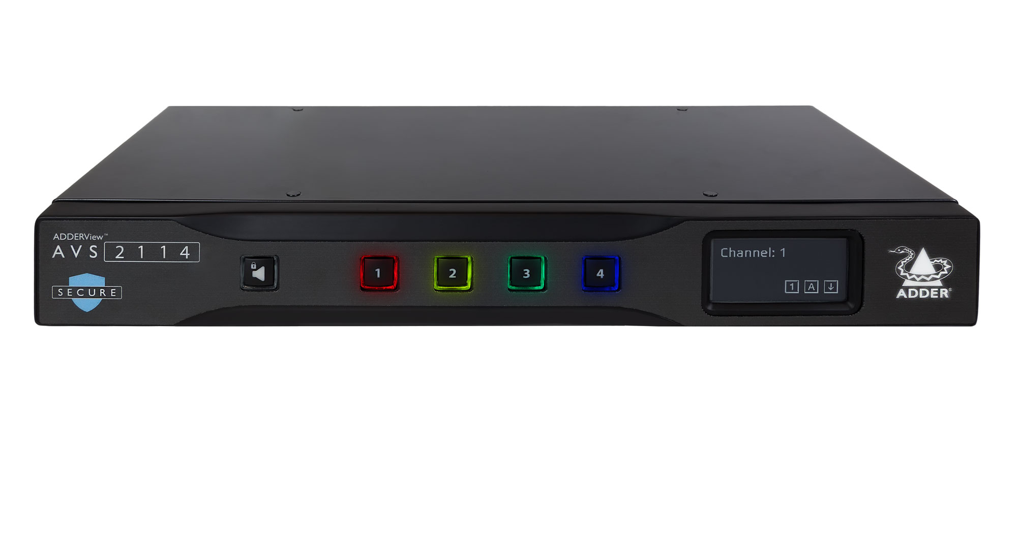 AdderView Secure 4-port DVI-D 2K/60 Single Head KVM Switch