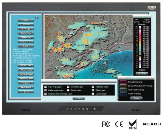 Cbyerview 9U 24" Widescreen 1920 x 1200 - VGA/DVI-D/HDMI LED LCD Rackmount Display Panel