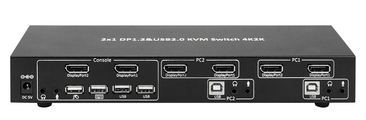 DisplayPort KVM Switch - Dual Head  -  2 Port, DH  DP/USB Switch, resolutions of up to 3840*2160@30Hz