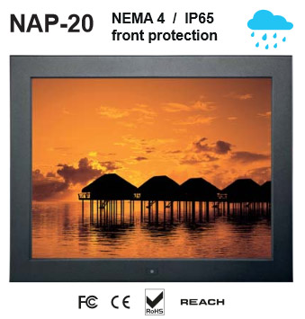 UltraView AP-20 DVI/VGA (1600 x 1200) Aluminum 20" LCD CCFL Display with NEMA 4 / IP65 Protection - with 24VDC