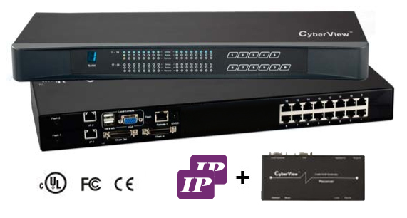 Cyberview Matrix Cat6 KVM Switch  16-port ( local console + remote console x 1 + IP console x 2 )