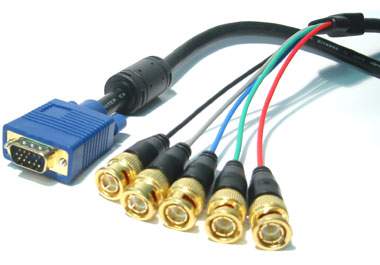 5M Gold HD15M to 5 x BNC Male RGB Video Cable