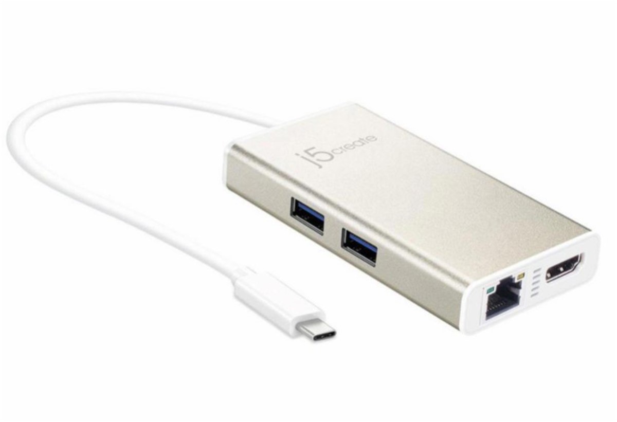 J-Series USB-C Multi adapter - (USB-C to HDMI,  2 x USB 3.0, Gigabit Ethernet port, HDMI)