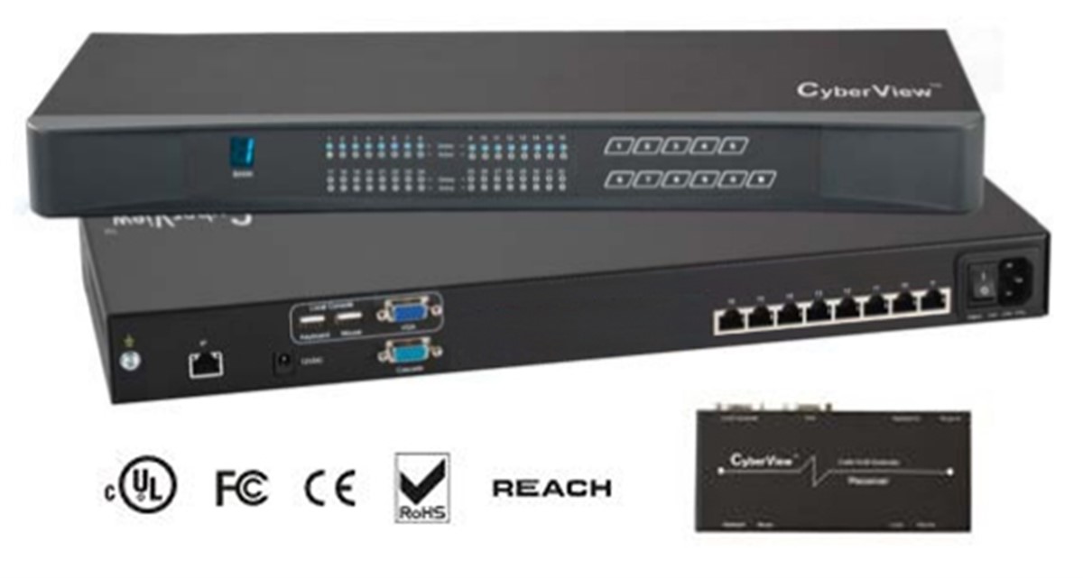 Cyberview 8-Port, Combo Cat6 KVM Switch - uses DG-100x Dongles - 1 Local / 1 Remote User