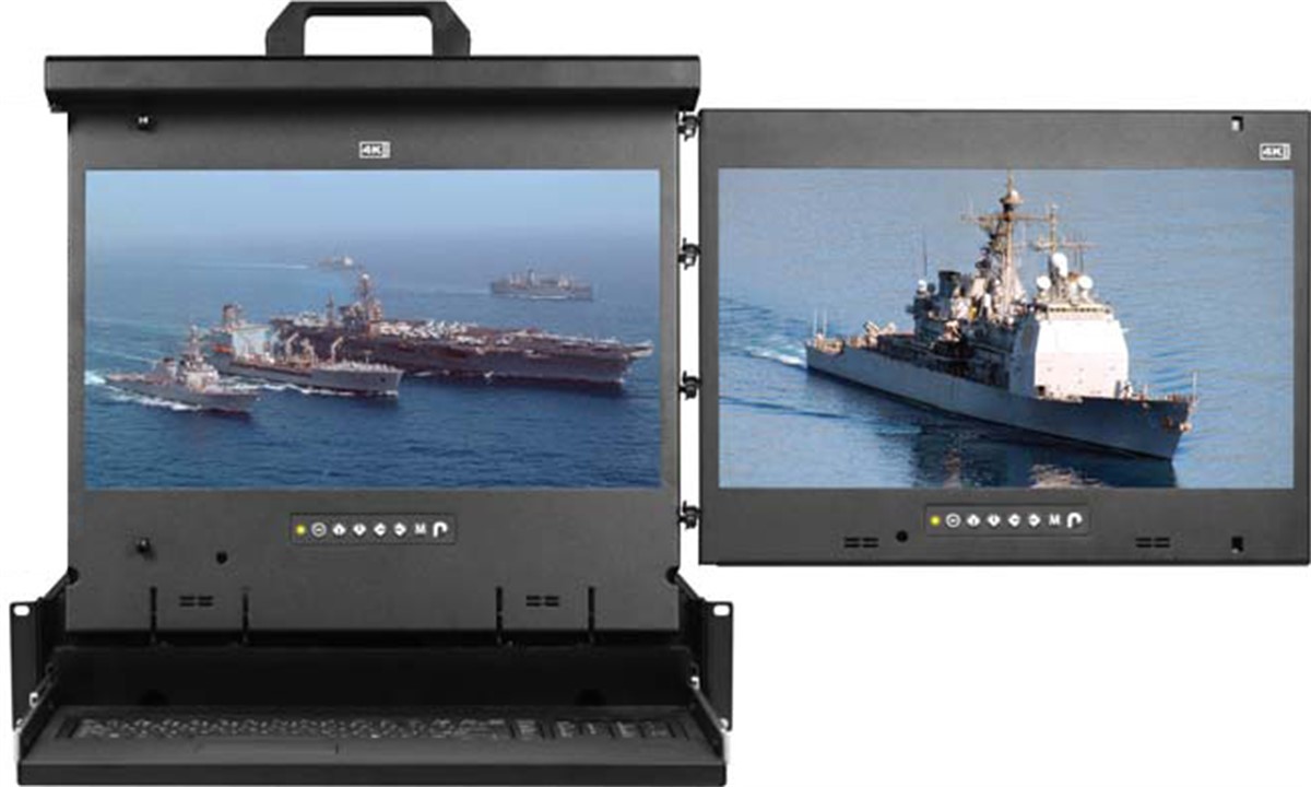 Cyberview 2U 17 FHD 1920 x 1080 Dual-display Right Mounted Console Drawer with DVI & VGA inputs