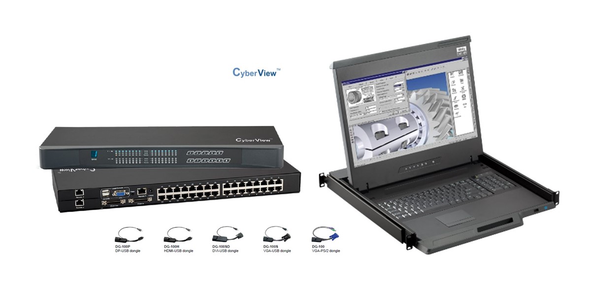 CyberView 17 Widescreen LCD 1920 x 1080 Console, 2 IP User access  w/ 16 port CatX integrated KVM Switch w/Touchpad  