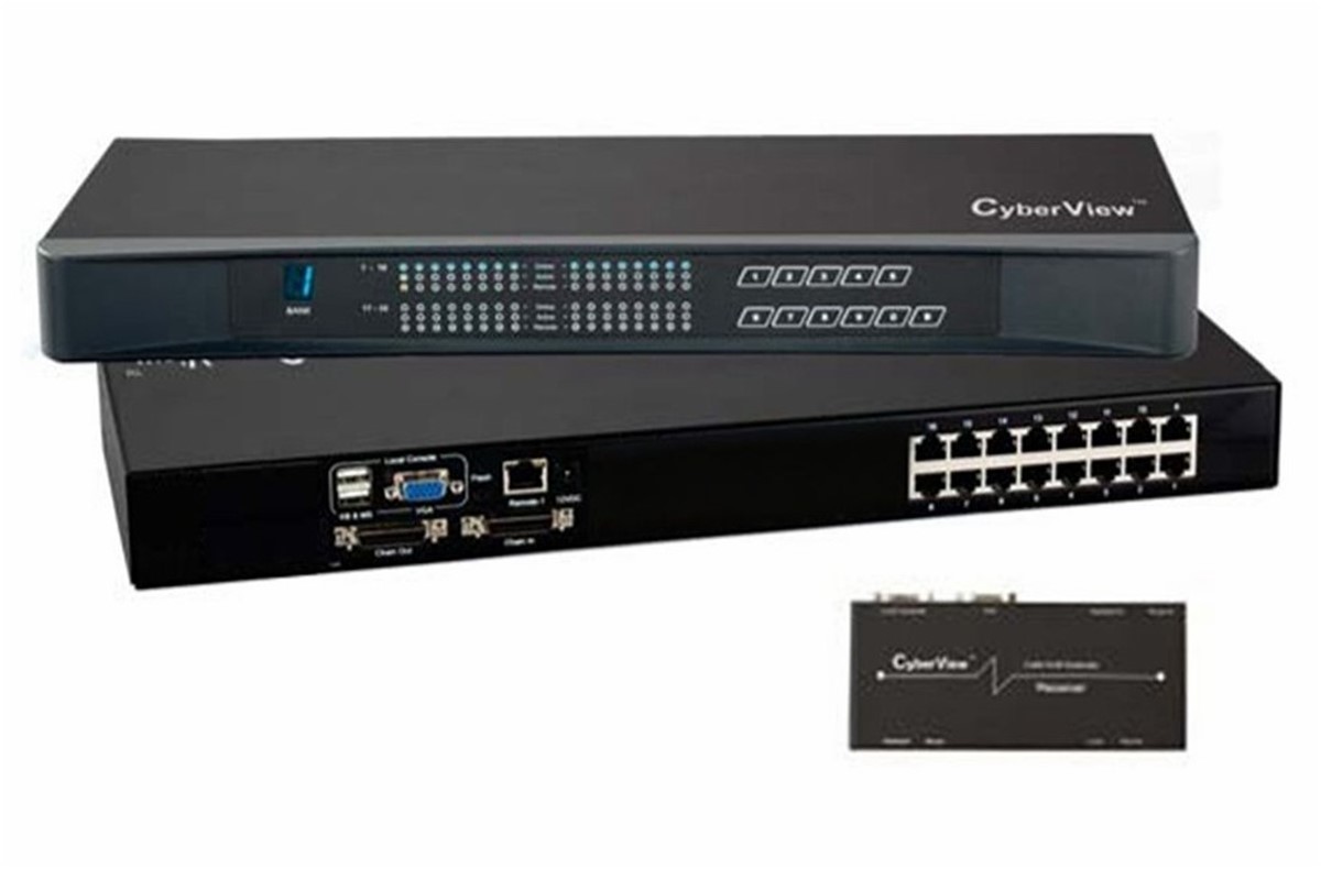 CyberView 16-Port, Cat6 KVM Switch w/ 1 Remote User, Resolution 1080p,  Inputs from DisplayPort, HDMI, DVI, & VGA