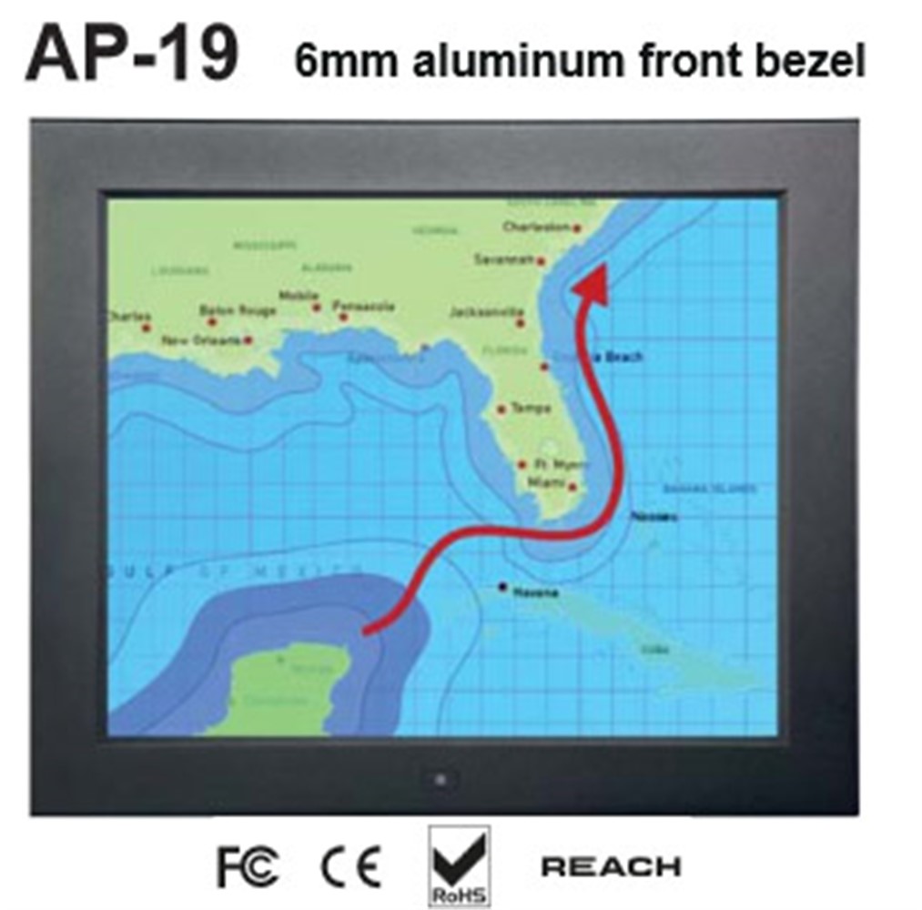 UltraView LCD 19" 1280 x 1024 Display VGA/HDMI/BNC/S-Video/Audio Aluminum Panel, 24DC Powered, VESA mount