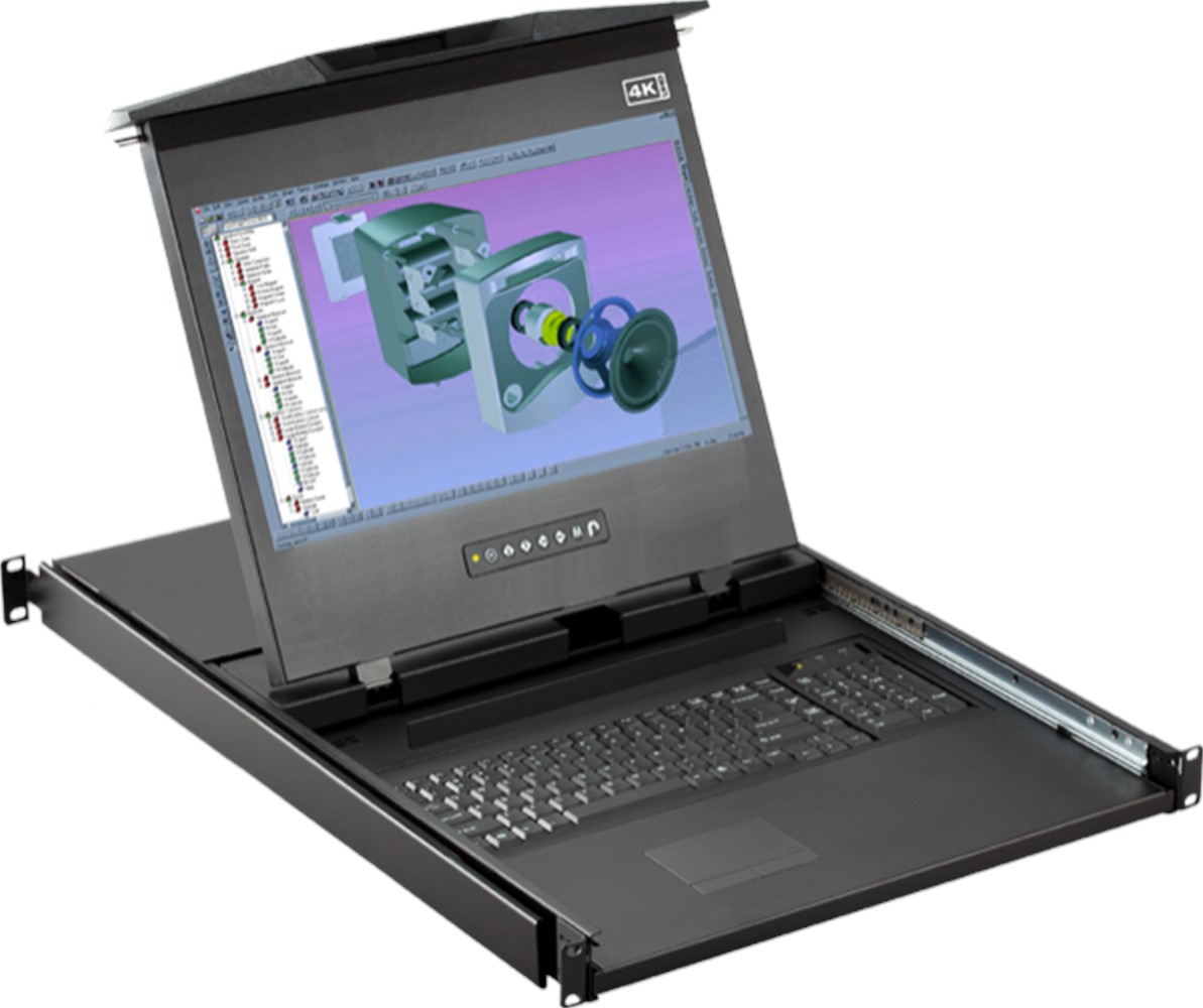 Cyberview 1U Dual Slides (3840 x 2160) 17" LCD Console Drawer (DP + K/B & MS Inputs) 