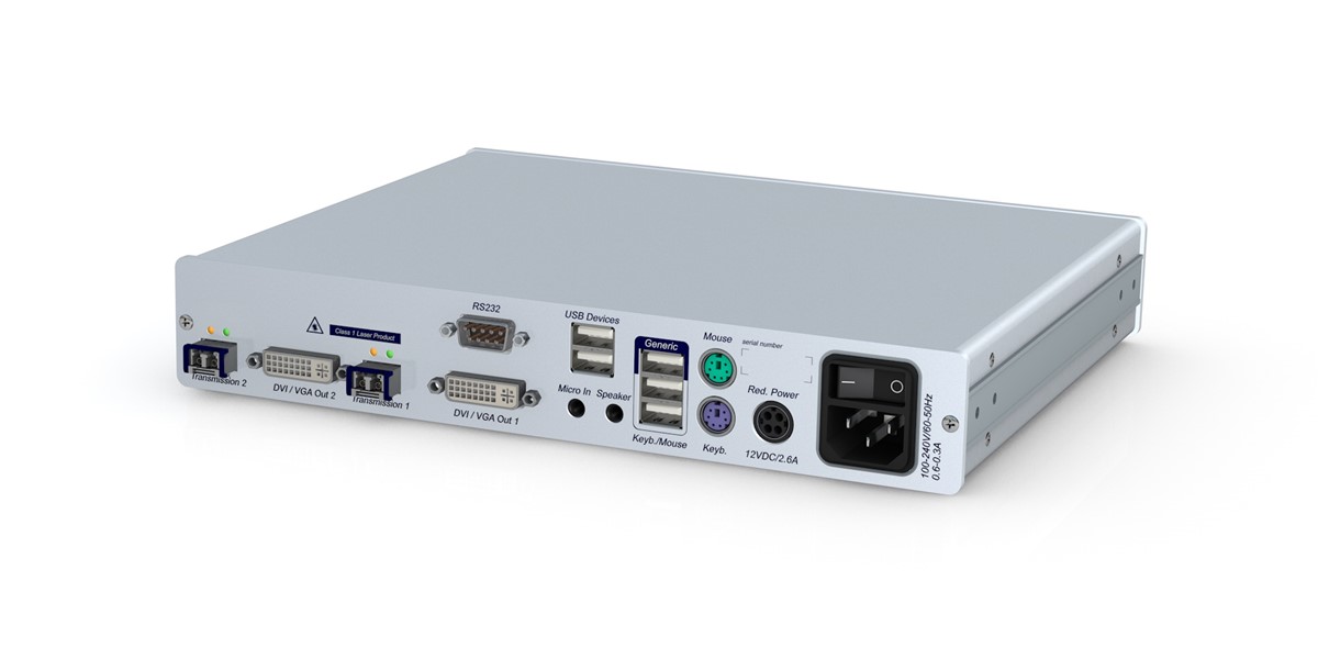GDSys DVI-Vision Fiber SM MC2-ARU Extender - Receiver Module - Single Rx 2xDVI-SL PS/2-USB Audio RS232 - Desktop