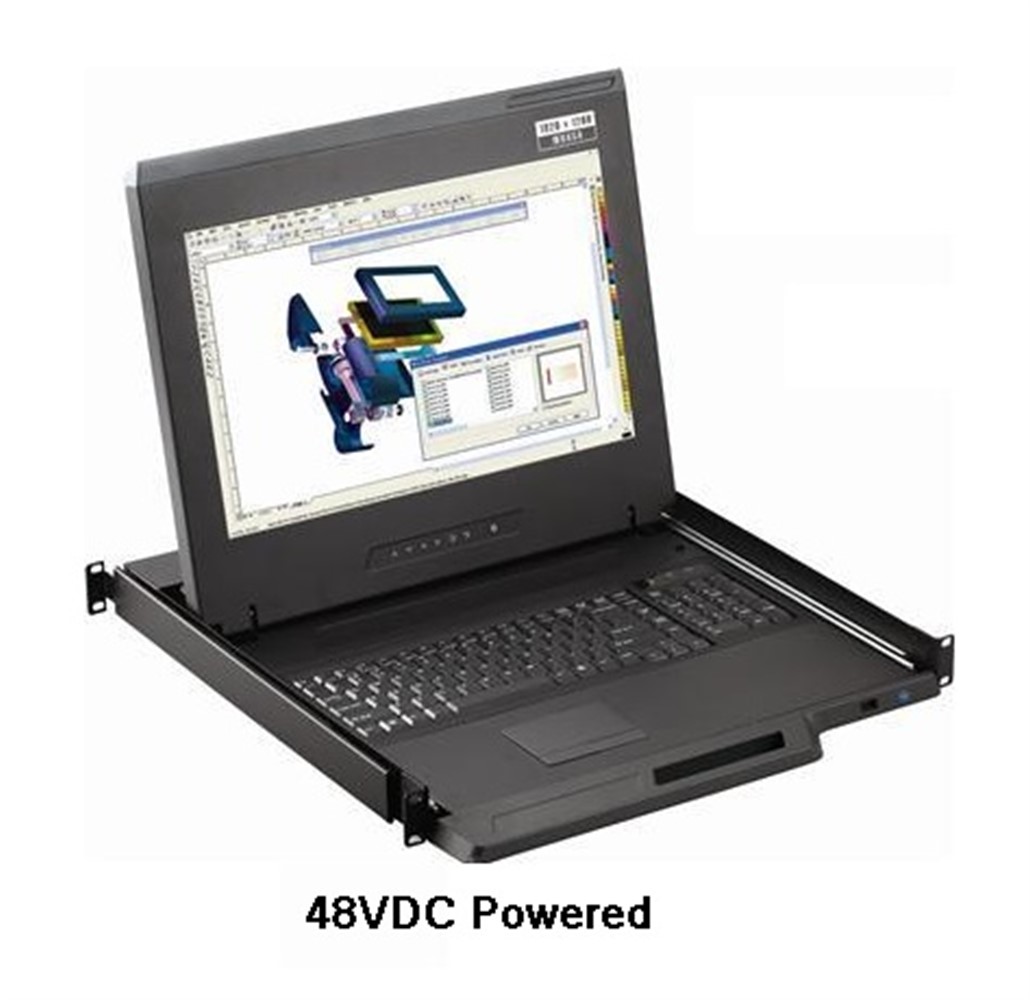 CyberView F117-48VDC 1920 x 1080 LCD Console Drawer 1U 17"  VGA + HDMI inputs, K/B & MS inputs with Touchpad - Single Port