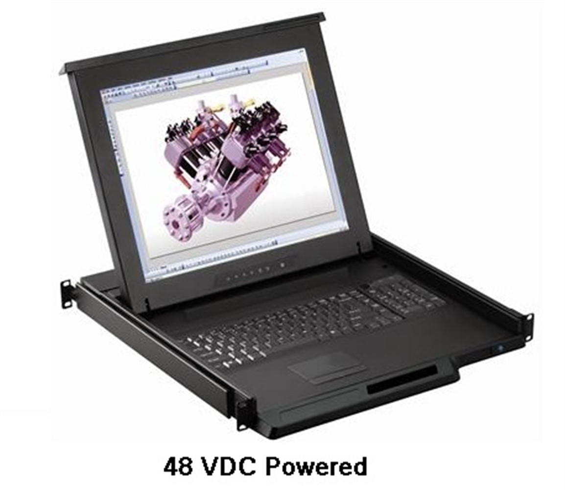 Cyberview RKP117-48VDC 1280 x 1024 Rack Monitor Keyboard Drawer 1U 17 VGA  with combo USB./ PS2 & Touchpad - Single Port