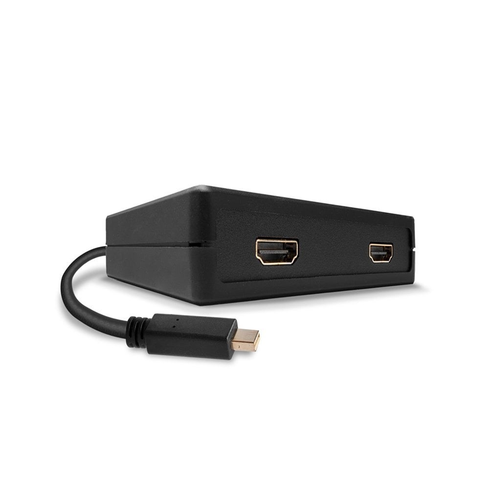 Mini Display Port to 2 x HDMI MST Hub. Expand or duplicate a DisplayPort signal over two HDMI displays