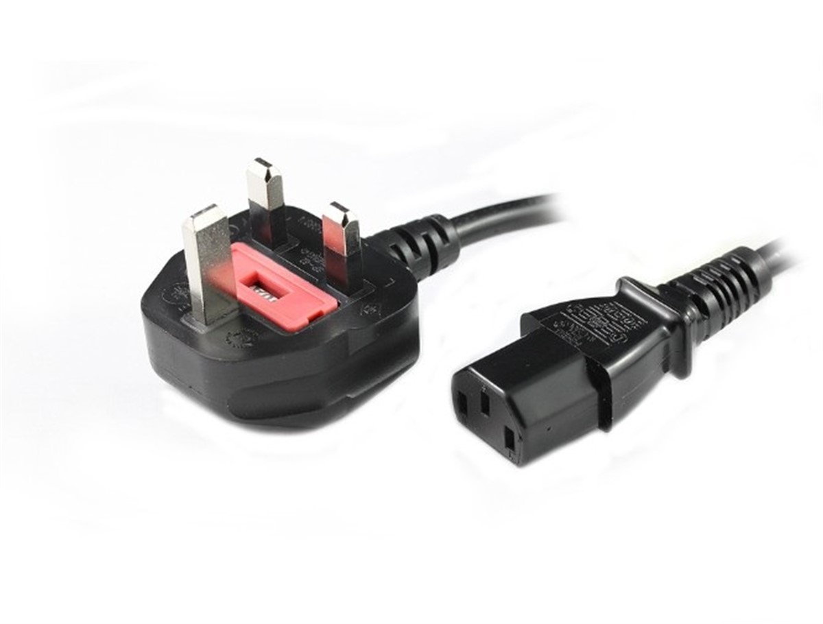 2m UK 3 Pin Plug To IEC C13 Mains Power Cable, Black - from LINDY UK