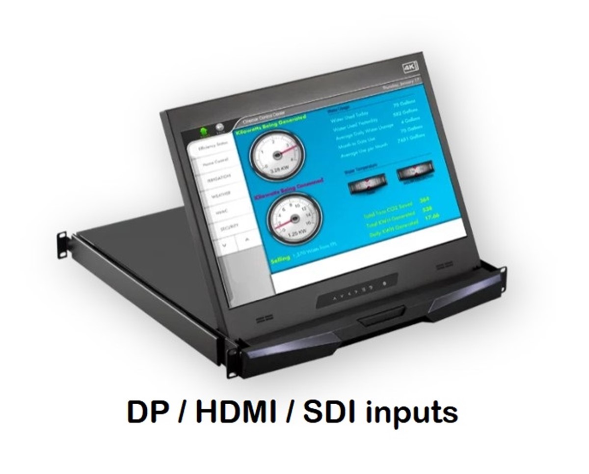 Cyberview 17" 3840 x 2160 LCD Rackmount Display Panel  - DP/HDMI/SDI  Inputs