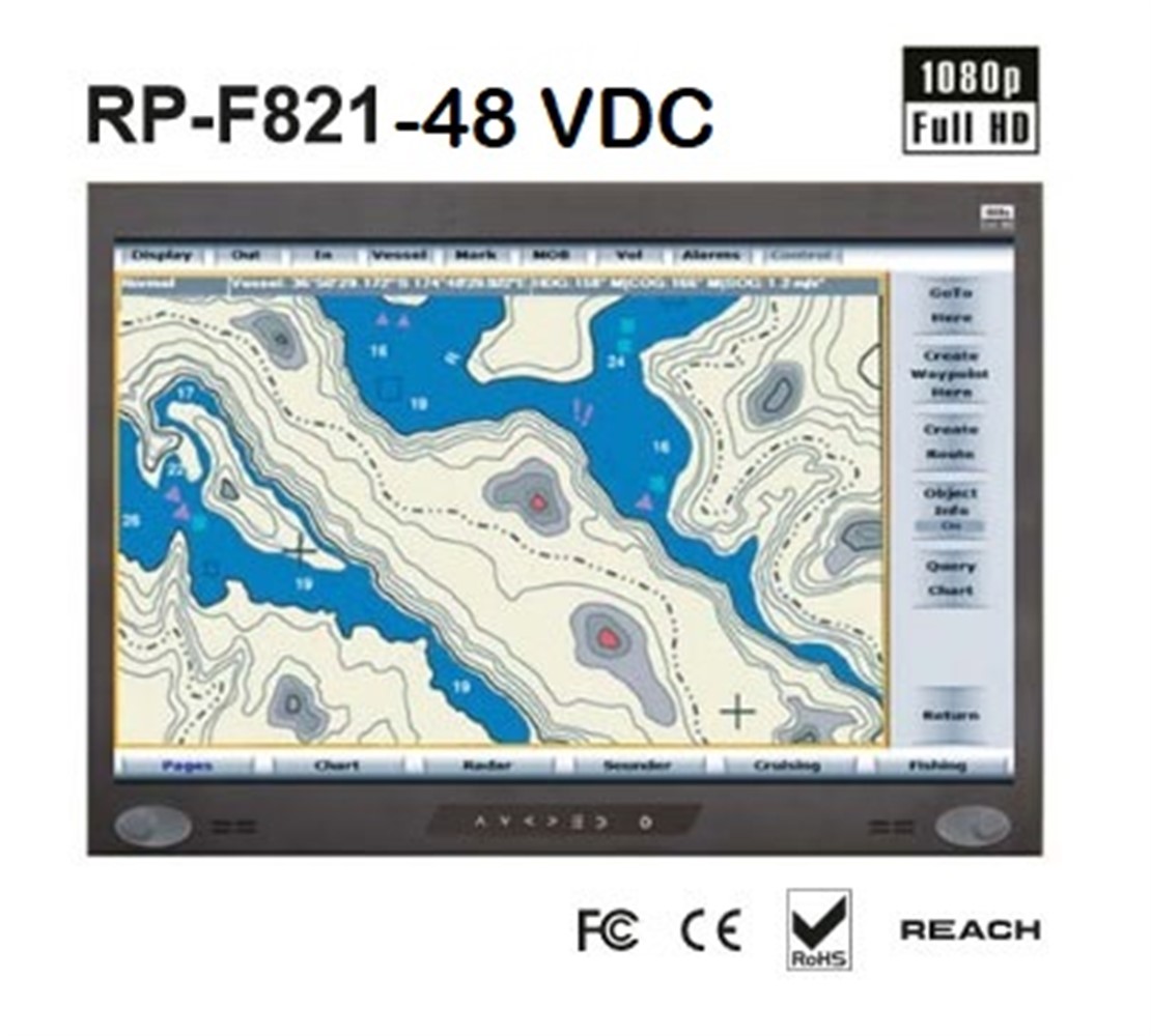 Cyberview 8U 21.5" Widescreen 1920 x 1080 LCD Rackmount Display Panel w/ VGA + HDMI, Powered 48VDC 