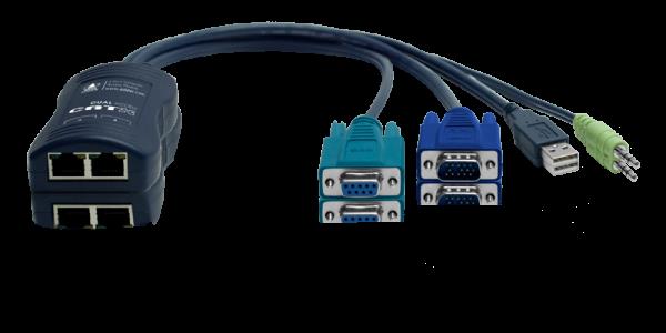 CATx Dual Computer Access Module with Audio/Serial, used in conjunction with Adder CATx KVM and Extenders to connect PCs. 