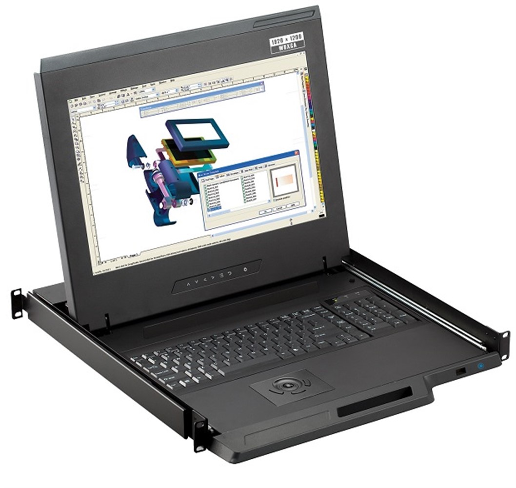 Cyberview Ultra Res 1920x1200 Rackmount Console Drawer, 16.2" DVI-D, HDMI & VGA, Keyboard & Trackball - Single Port