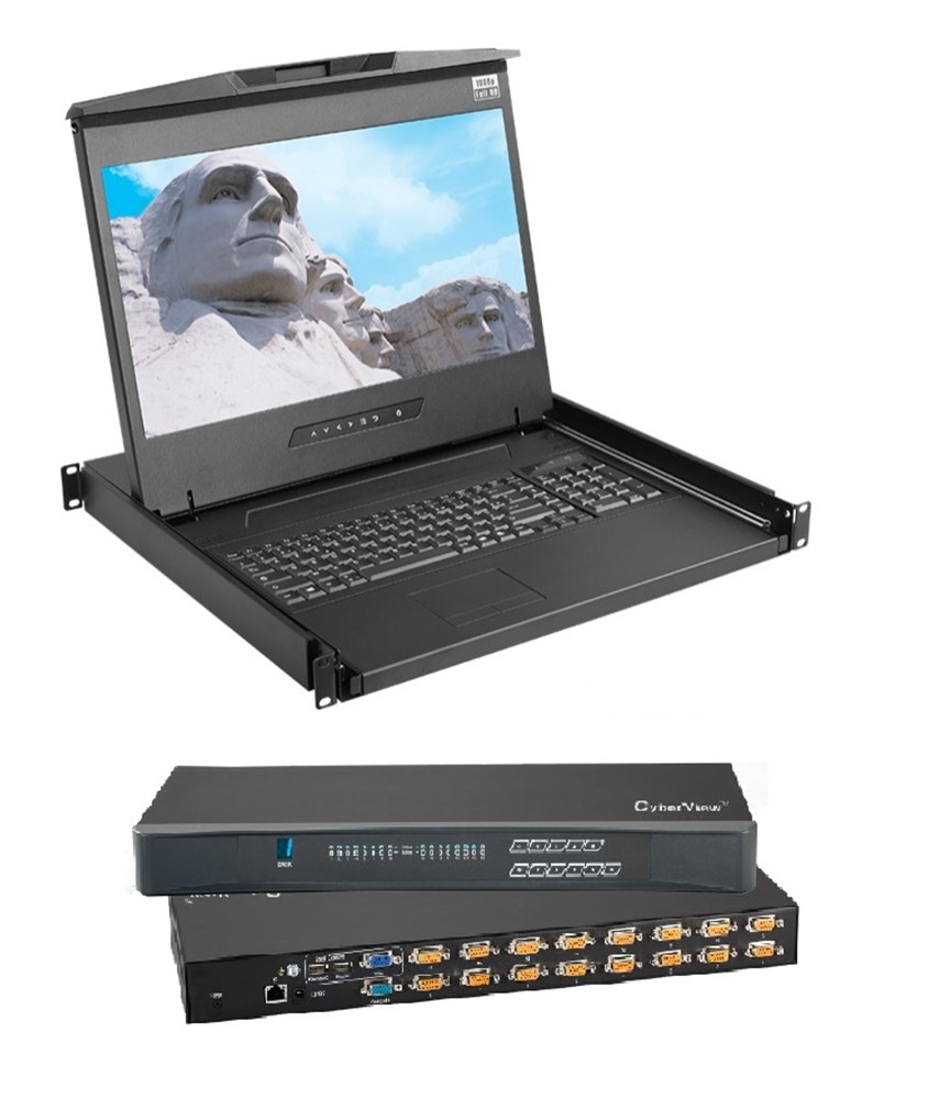 CyberView F119 1920 x 1080 LCD Console Drawer 1U 19" inbuilt VGA DB-15 Combo KVM switch 