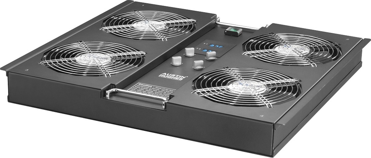 InfraCool Basic Raised Floor Mount Fan Unit  F-66.4B  4 EC fans that intakes air from the rack top.