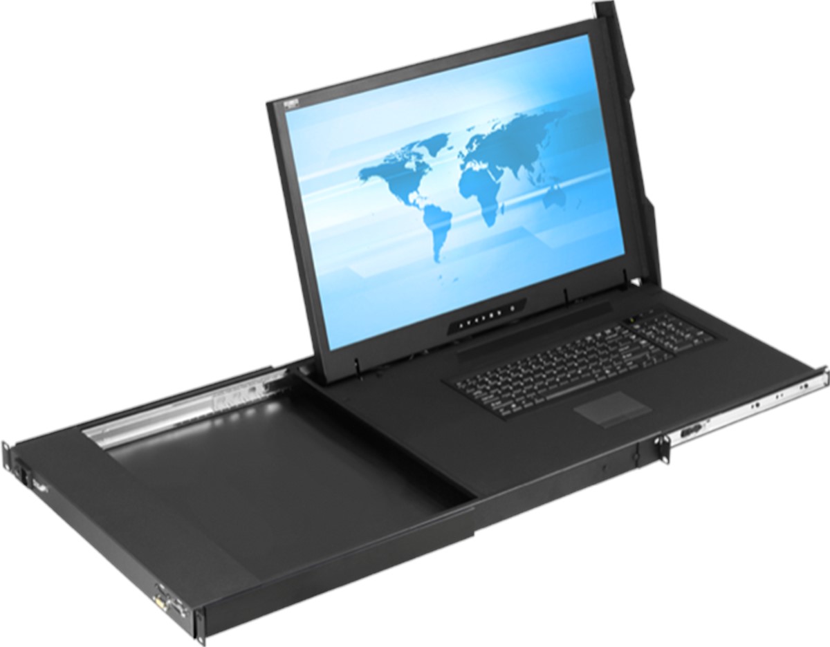 Cyberview 1U 24 WUXGA 1920 x 1200 LCD Console Drawer, Leftside Opening, w/ integrated 8 port 2K KVM Switch w/HDMI/DVI USB