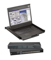 Cyberview F117 1920 x 1080 1U LCD console drawer integrated w/32-Port Combo Cat6 KVM Switch