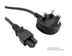Mains Power Cord, with 3A Fuse, Mains Plug, UK to IEC 60320 C5, 0.8m, 2.5A, 250 VAC, Black