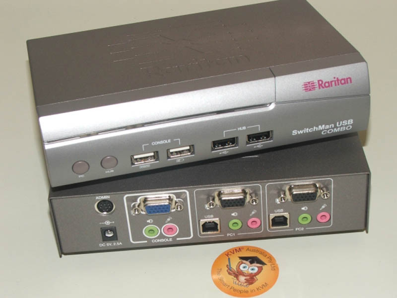 Raritan 2-port Model, Console: USB, Targets: USB & PS2, USB 2.0 Hub, audio, comes with (2) PS2 cables. USB Cables to PC are required  (OEL)