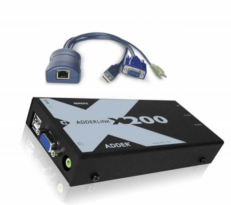 ADDERLink X200 USB KVM Receiver with Audio, Catx USBA Module, IEC Power Pack cable